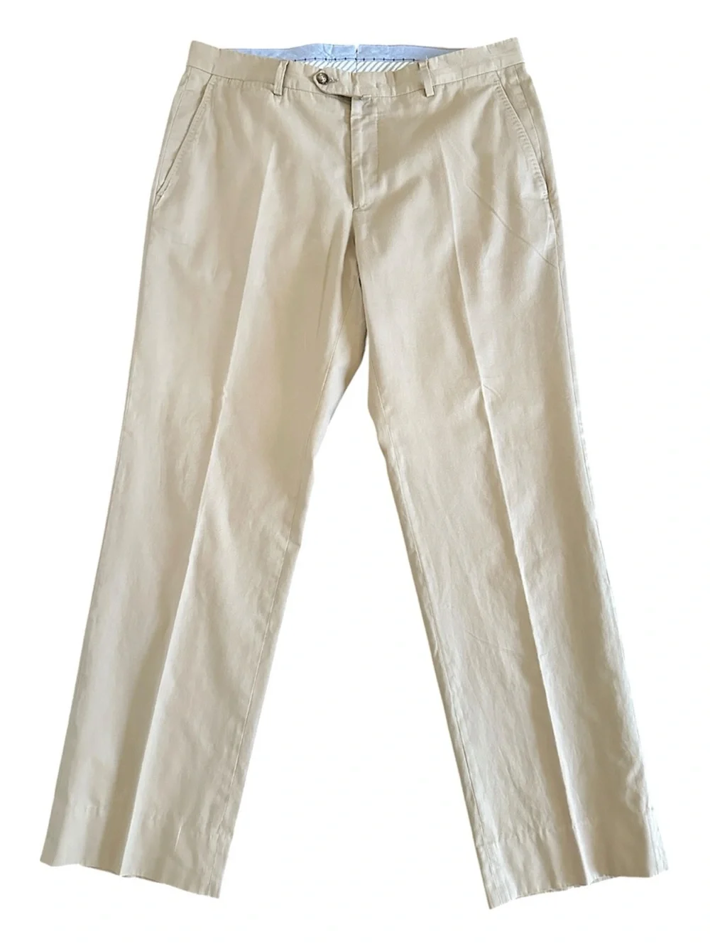 Luciano Barbera Men's Flat Front Dress Pants Slacks in Beige Size EU52 US-W34